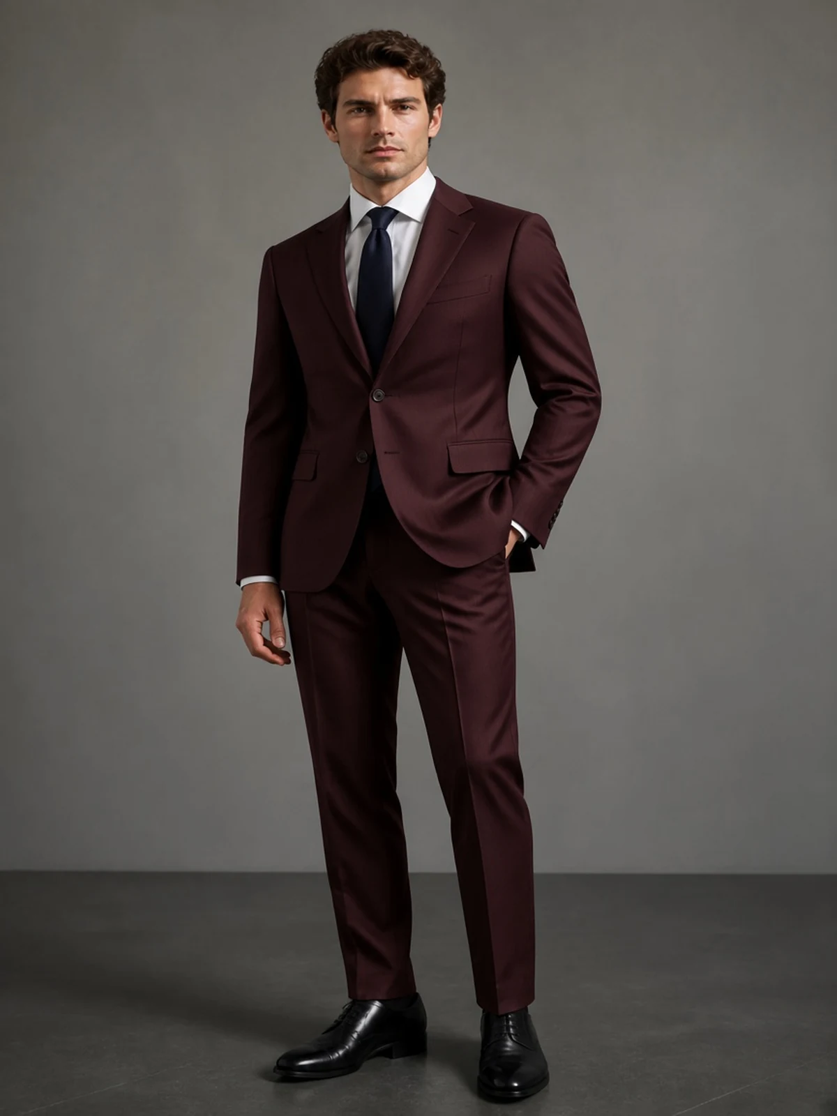 Cerruti two-ply — burgundy — vizualizácia obleku