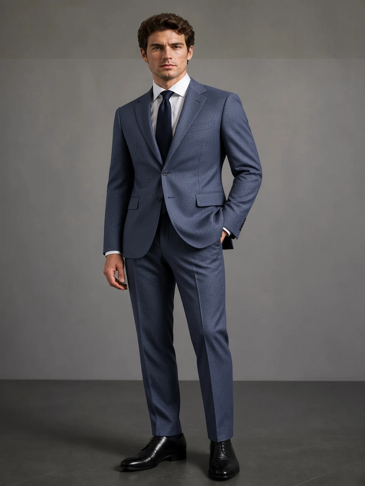 Cerruti two-ply — denim blue — vizualizácia obleku