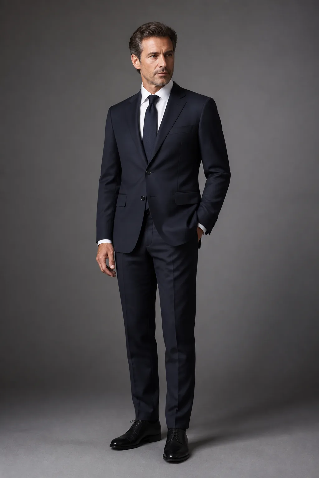 Loro Piana vlna s hodvábom — navy — vizualizácia obleku
