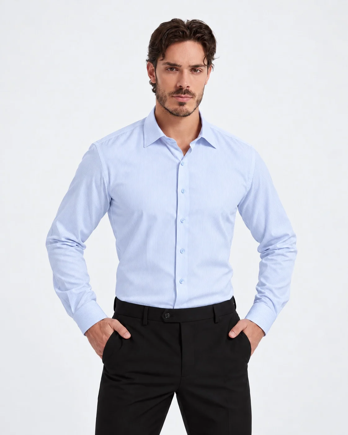 Svetlomodrá košeľa Enrico Vivaldi Slim Fit s jemným pruhom
