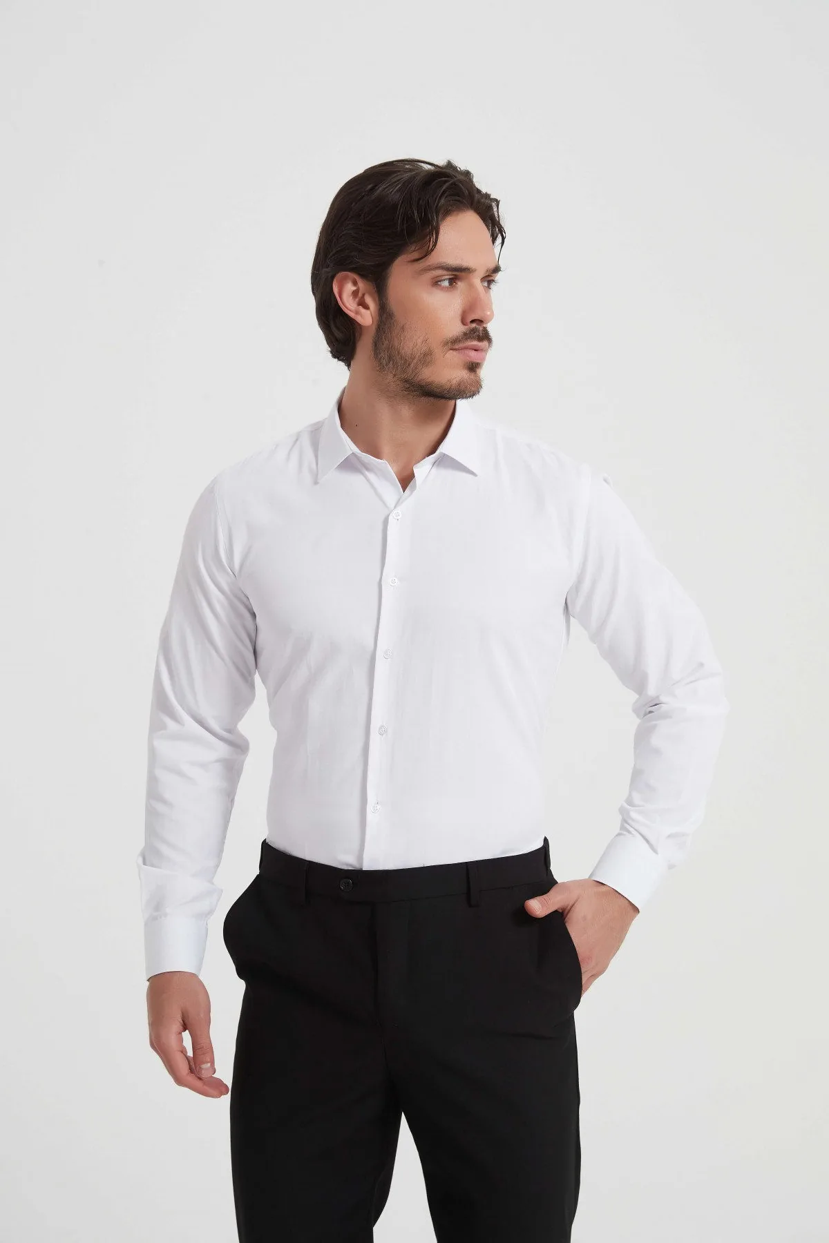Biela košeľa YVES ENZO PARIS Comfort Fit so saténovým efektom